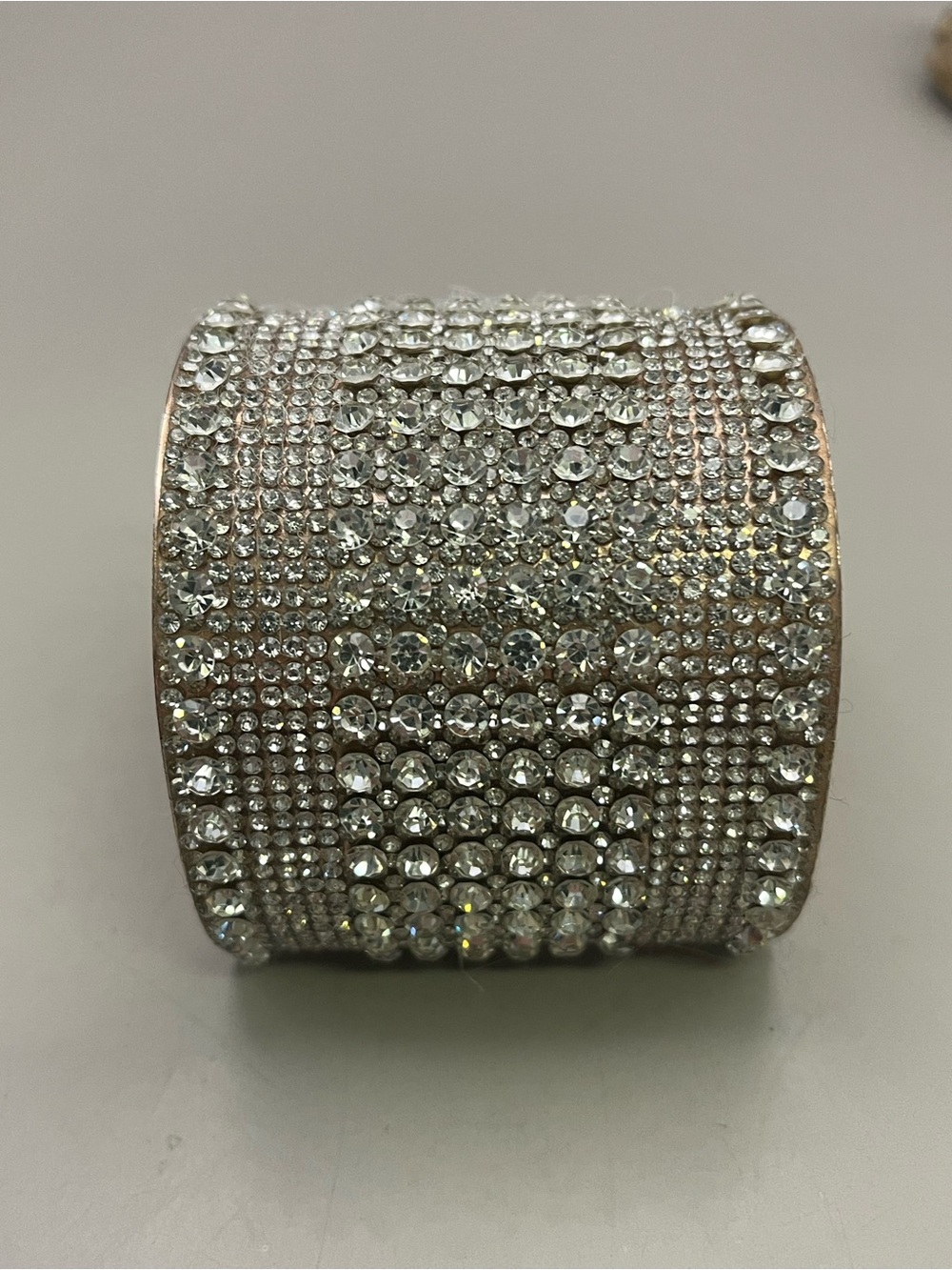 Wide Crystal Rhinestone Cuff Bracelet Rose Gold Statement Bangle Bling